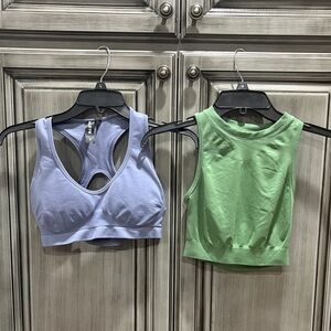 Alphalete Green Ribbed Tank and Sports Bra